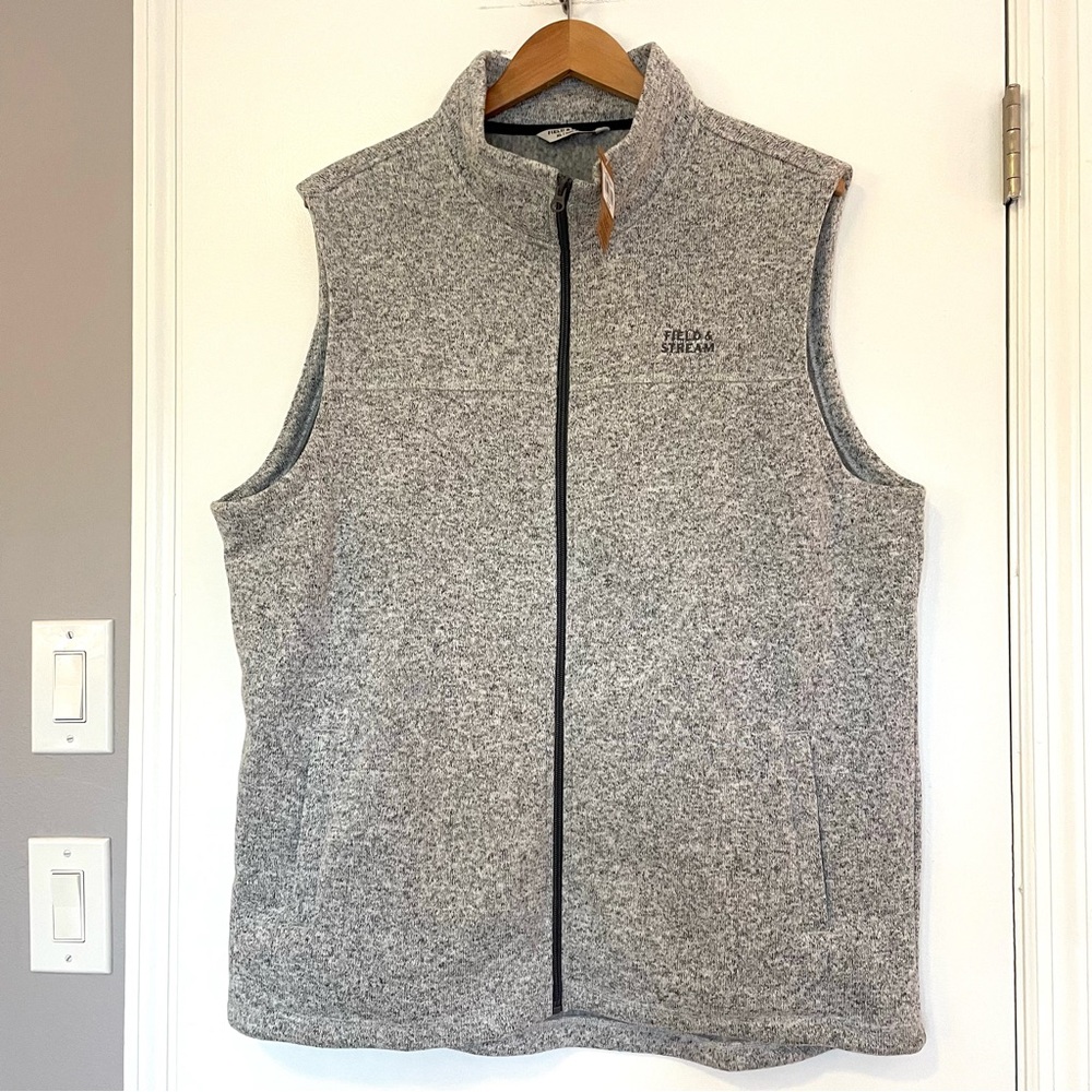 FIELD & STREAM SWEATER VEST XL NWT NEW GREY FLECK FLEECE LINED